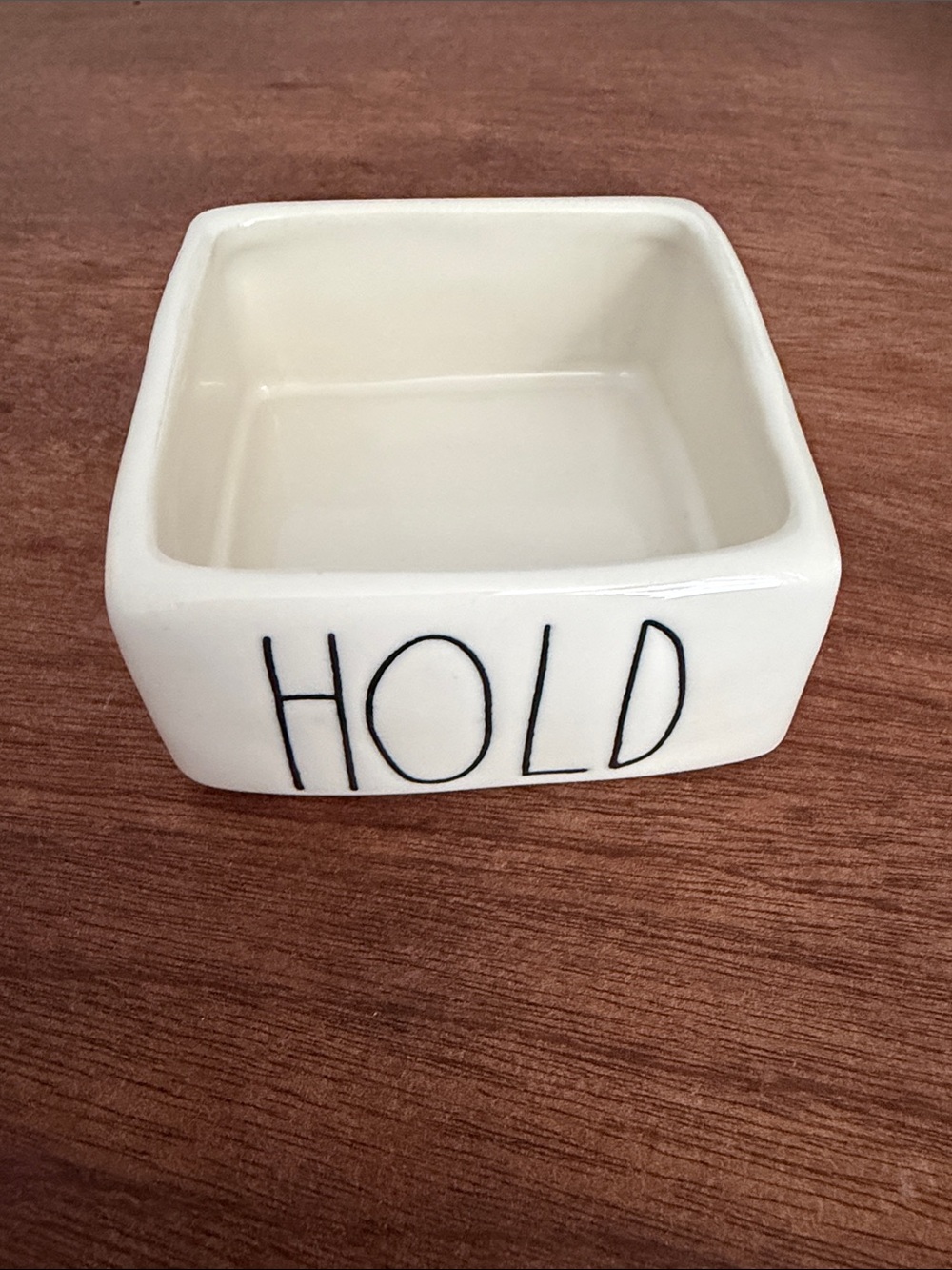 Rae Dunn Cream Ceramic 'HOLD' Desk Catchall